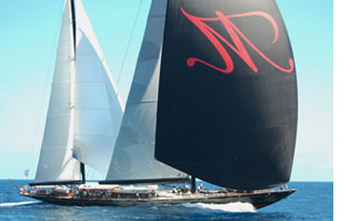 Photograph of the yacht Marie racing at St Barths Bucket Regatta